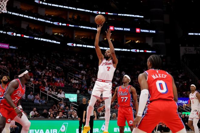 火箭主场力克76人杜兰特29分里程碑阿门爆发